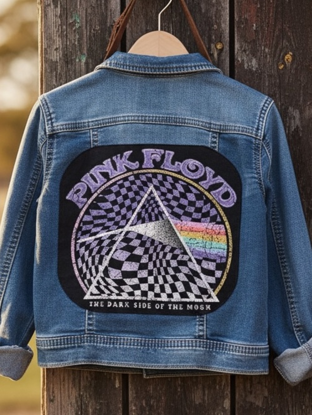 Pink Floyd Kids Upcycled Blue Denim Jacket Graphic Band Musician